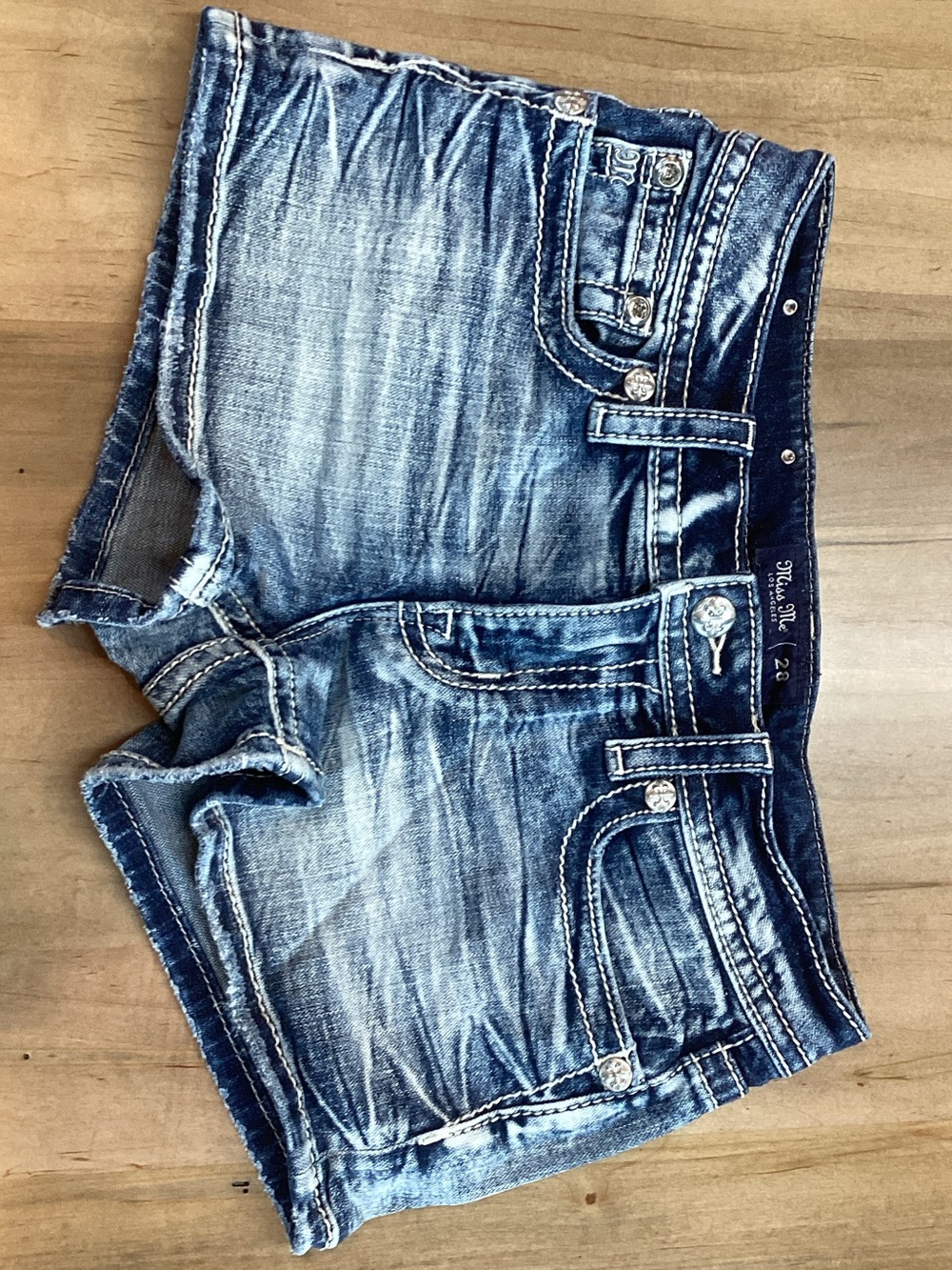 Miss Me Blue Faded Denim Shorts
